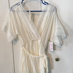 Pink Lily White Romper